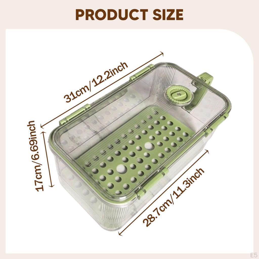 Fridge Storage Box with Drainage Locked Organizer Fresh Keeping Container for Dorm Restaurant