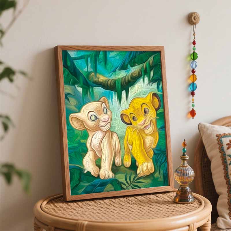 Disney Oil Painting Painting Art Lion King Simba Nala Hobby Cultivating Gifts Home Decoration
