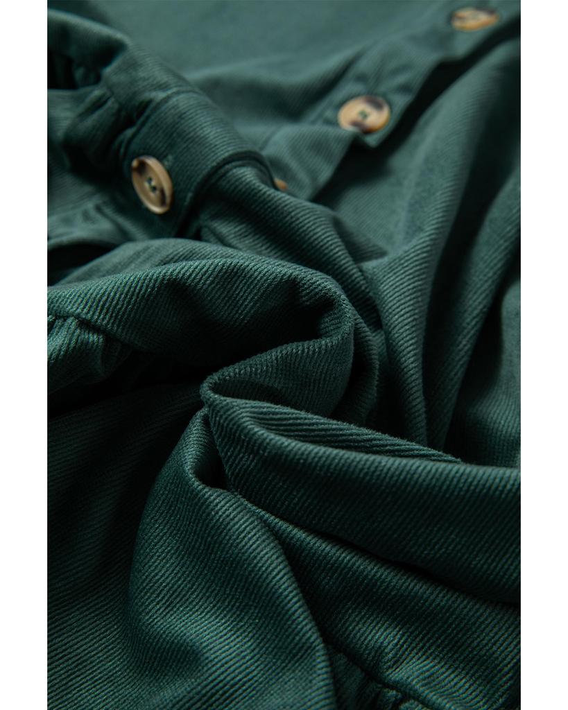 Azura Exchange Рубашка Skobeloff Corduroy с оборками и пуговицами с круглым вырезом