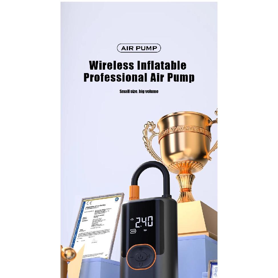 EAFC Wireless Air Pump 4000mAh Inflatable Car Tire Inflator Charging Digital Display Air Compressor Pump LED Light for Auto Moto