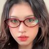 New retro fashionable bare face cat-eye small frame blue light anti-flat glasses, daily commuting versatile glasses frame, trendy