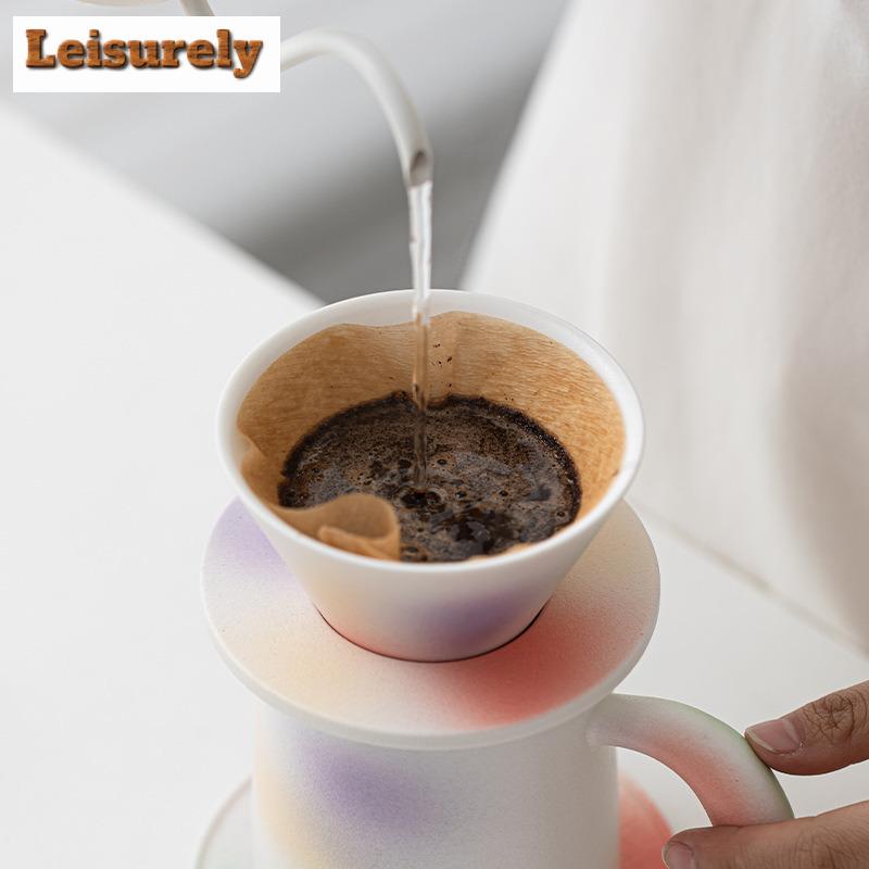 400ml Gradient Peach Blossom Coffee Filter Cups Espresso Filter Set Reusable Cone Pour Over Coffee Dripper Filters Accessorie