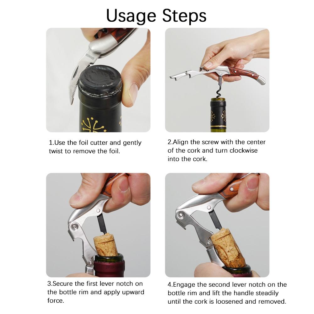 Персонализированный штопор для официантов, открывалка для бутылок вина и пива, деревянная открывалка для пробок, нержавеющая сталь, гравировка имени получателя