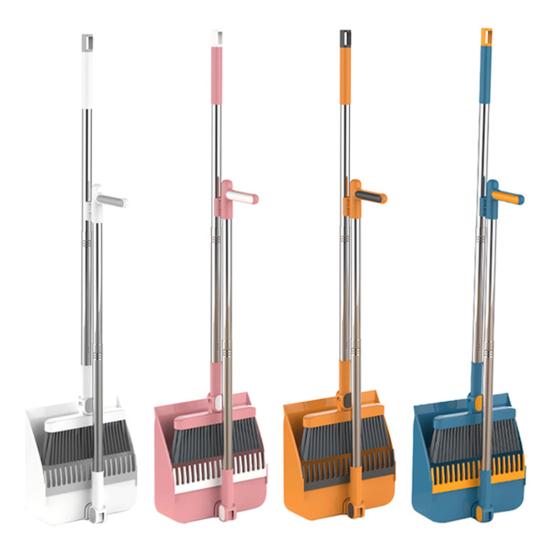 Long Handle Broom with Dustpan 180-Degree Bristles Angle Adjustment Stiff Set Buckle Type Broom