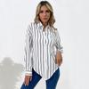 Женские модные повседневные свободные блузки и рубашки-поло с длинным рукавом и принтом в полоску