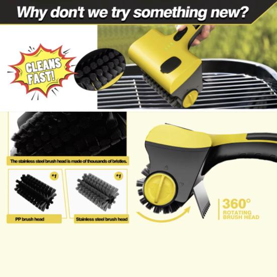Electric Grill Brush Cordless BBQ Brush Rechargeable Barbecue Grill Cleaner 360 Degrees Rotating Cleaning Brush for Efficient Cleaning
