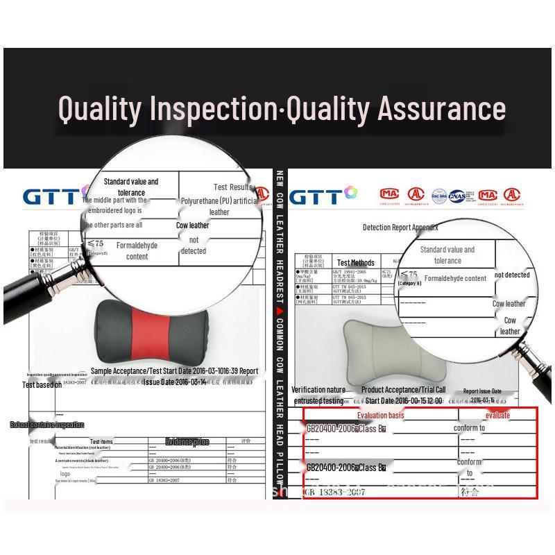 Genuine Leather Car Headrest Neck Pillow for Buick - Customizable Logo, Cowhide Backrest Support