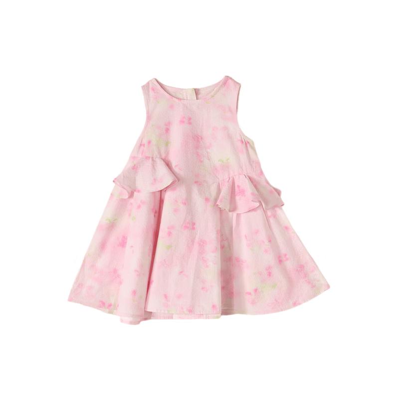 Deesha Girls' Sweet Floral Sleeveless Cotton Dress