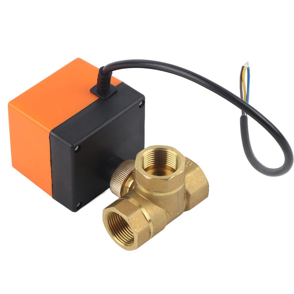 DN20 G34 Brass 3 Way Motorized Ball Electrical Valve for Air Conditioner DC24V