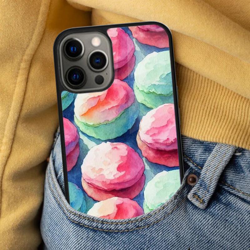 Macarons Cake Dessert Soft Phone Case for iPhone 17 Air 16e Pro max 15 Pro 13 14 Plus 11 12 MagSafe Magnetic Coque