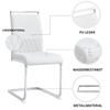 Modern Dining Chairs Set of 2, Backrest of PU Faux Leather and Linen, High Back Upholstered Side Chair for Dining Room, Kitchen, Guest Office, White