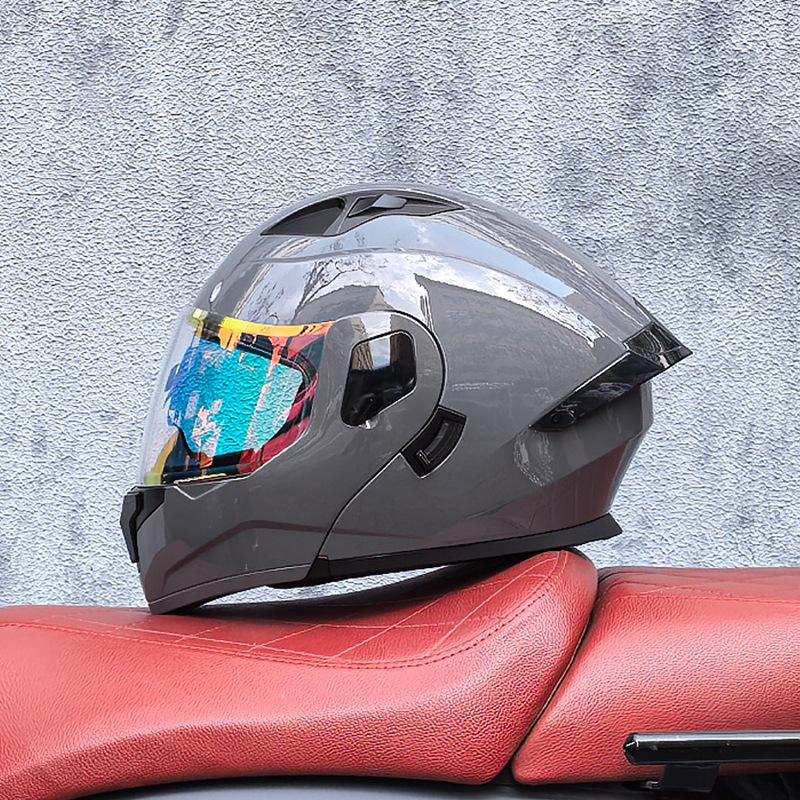 Small Shell Helmet Peel-off Helmet Motorcycle Helmet Locomotive Double Lens Men's and Women's Four-season Motorcycle Cruise Helmet Large