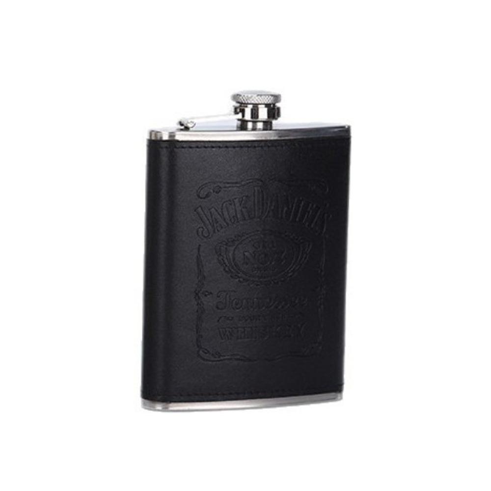 Portable 8oz Hip Flask Leather Covered Leakproof Drinking Water Bottle Mini Stainless Steel Wine Pot Outdoor
