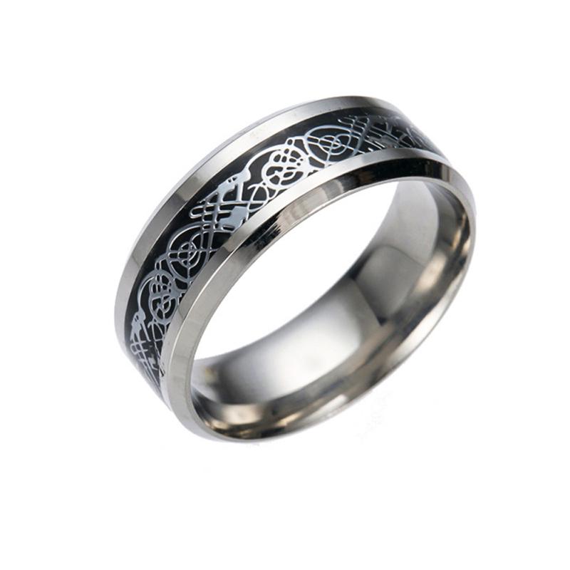 Men Fashion Dragon Design with Silver Stainless Steel Ring