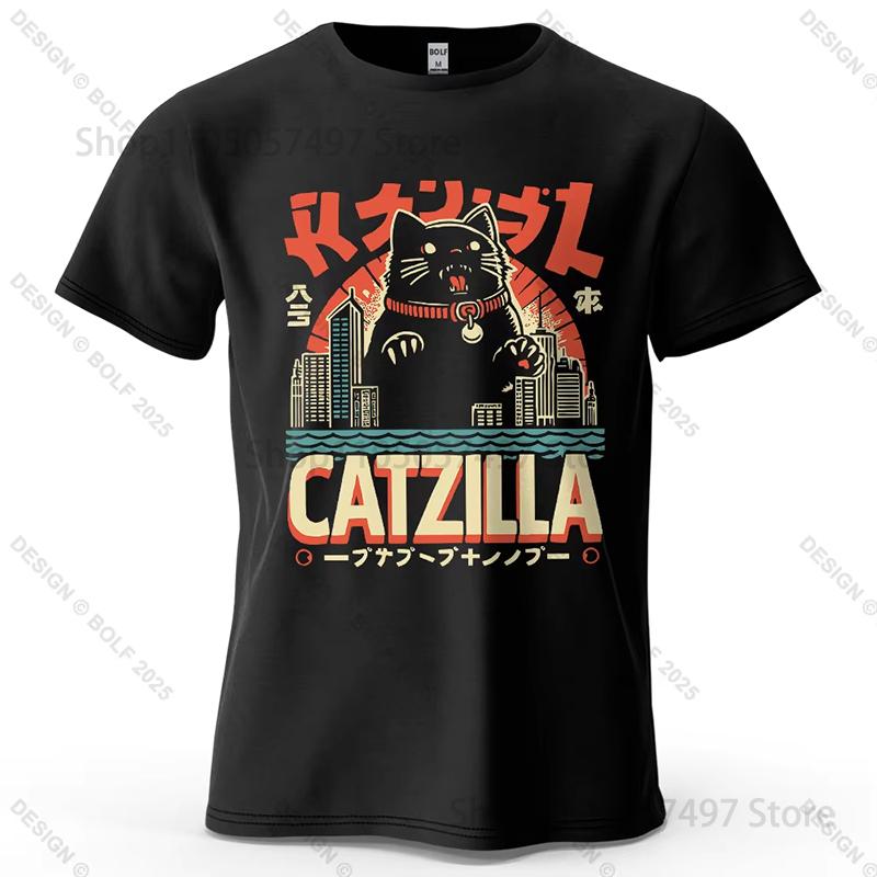 Catzilla Funny Printed Unisexs Tshirt Fashion Oversized Trendy Graphic Tees For Women Tops Tees Streetwear