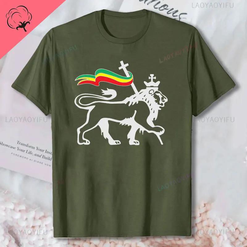 Лев Иуды Несущий Флаг Растафари Искусство Раста Трава Мужская Футболка Топ Черный Крутой Повседневный Хлопок Футболка Мужская Одежда Ropa Hombre