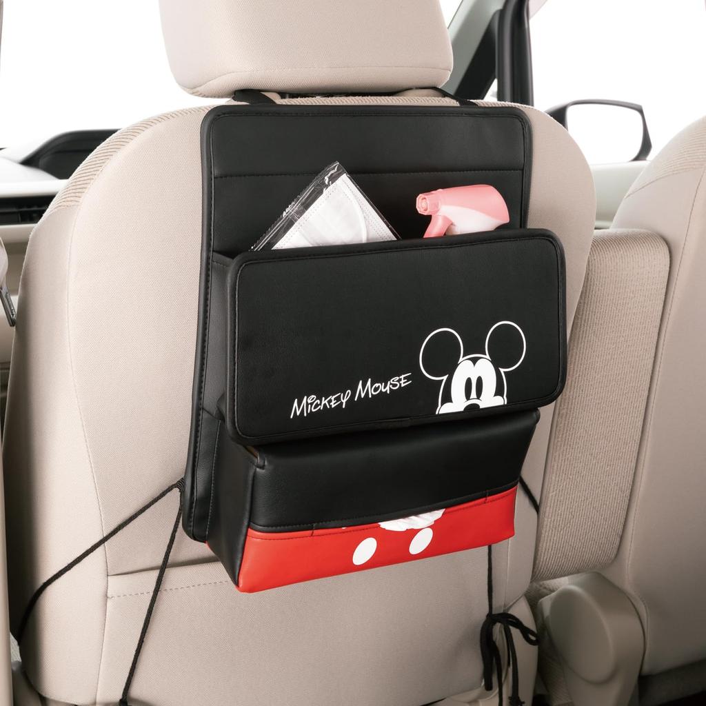 BONFORM Disney Car Seatback Mickey Easy Holds a Box of Disney Pocket, Pop-Up Mouse, Black, Installation, Tissues, 7240-08BK