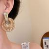 Round Rattan Weave Earrings Flower Beach Jewelry Cute Bohemian Drop Earrings  Wedding