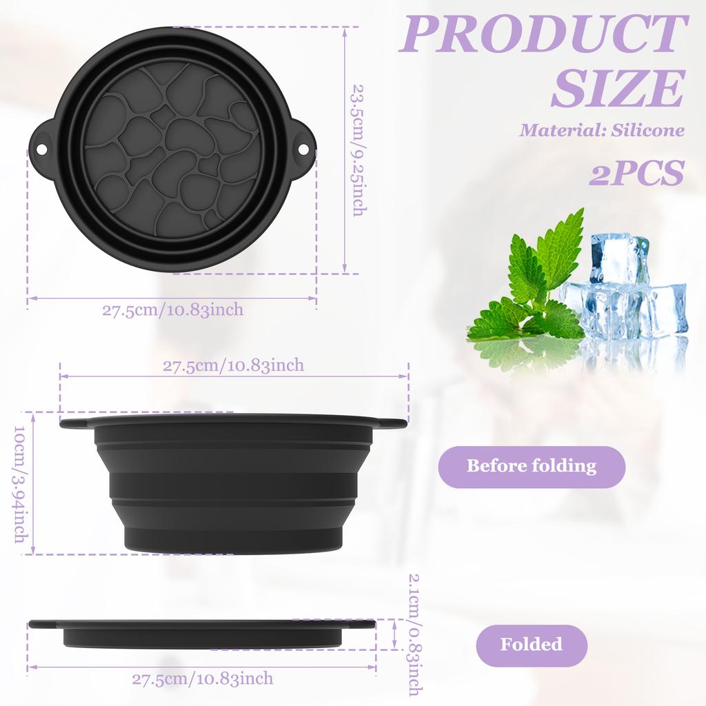 2 шт. Силиконовая миска для льда для лица, складная ледяная ванна, умывальник для лица со встроенным подносом, портативный умывальник для дома, путешествий