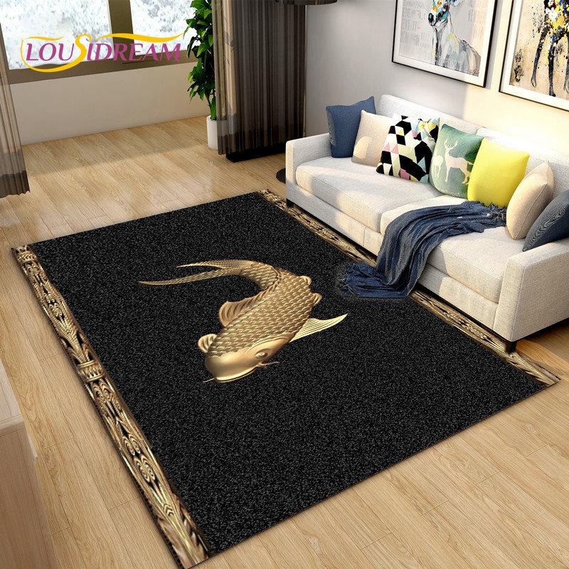 3D Рыба Золотая Арована Бетта Коврик в виде Рыбы, Коврик для гостиной, Спальни, Дивана, Коврик, Декор, Нескользящий напольный коврик для детских игр