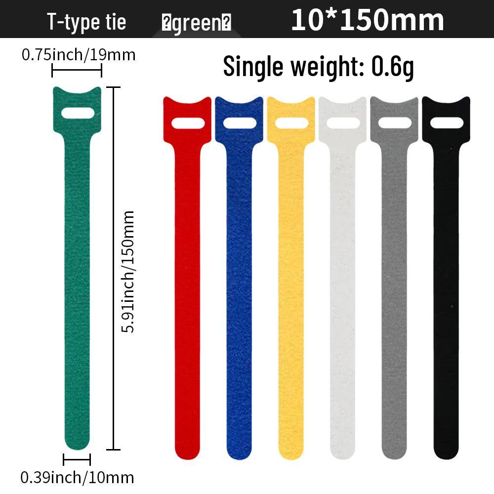 T-Type Magic Tape Cable Ties for Earphones, Data Cables, Organizers, and Network Cables with Back-to-Back Adhesive Straps.