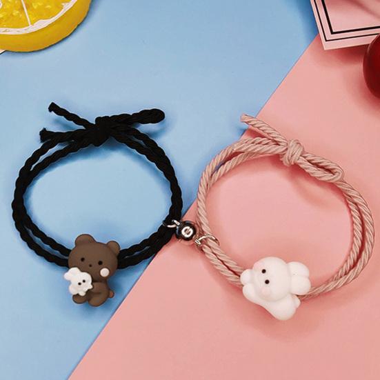 2Pcs Couple Bracelet Cartoon Magnetic Matching Lovers Wristband Jewelry Fashion Accessory for Valentine Day