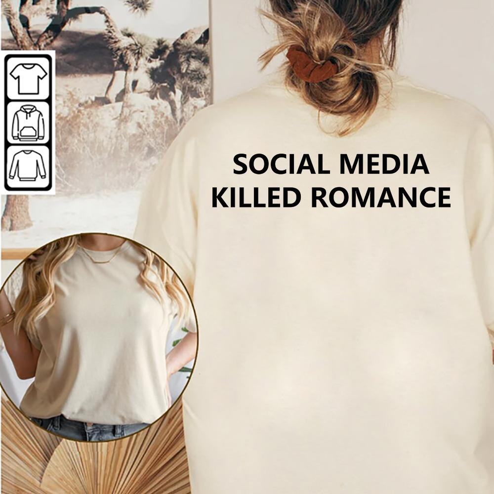 Футболка Social Media Killed Romance для мужчин, эстетическая футболка с принтом в виде букв Святого Валентина, унисекс, высококачественные футболки для пар из хлопка