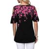 Женская футболка с круглым вырезом и открытыми плечами, футболка с короткими рукавами, свободная посадка, повседневная футболка с цветочным принтом, повседневная одежда