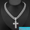 Мужское ожерелье с ромбовидным крестом и кубинской цепочкой: Хип-хоп мода с дизайном из сплава и полными бриллиантами