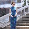 Mavi kolsuz ulusal tarz yeni Çin Suzhou uzun cheongsam geliştirilmiş genç 1011 yeni kadın yüksek hisli yaz