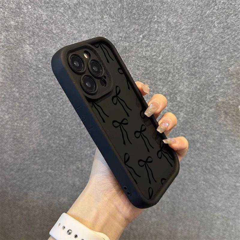 Милый силиконовый чехол для телефона с принтом черного банта для iPhone 17 Pro Max 16 15 14 13 12 11 Pro 17 Air 16E XS X XR 7 8 Plus Мягкая крышка