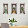 3D Wall Stickers, Green Plant Potted Fake Windows Living Room Porch Room Background Wall Decoration Self-Adhesive Wall Stickers