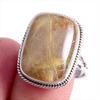 Natural Golden Rutile Gemstone Handmade 925 Solid Silver Jewelry Ring S.9 G9j59
