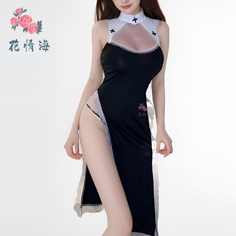 Наказание монахиня чистая похоть сексуальный секс драг кос хэллоуин платье с высоким разрезом