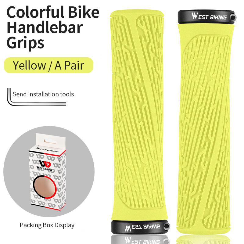 WEST BIKING Colorful Grips Rubber Non-slip MTB Bike Handlebar Grip Aluminum Alloy Bicycle Accessories Cycling Handle Bar Grips
