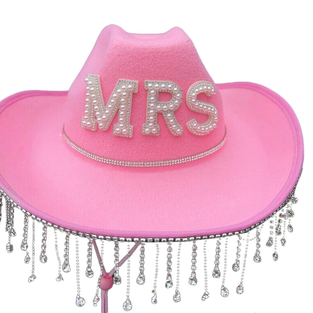 Bride Cowboy Hat Bachelorette Party Hat Bridal Party Hat Tassel Cowboy Hat Mrs Hat Bride Hat Tassel Cowgirl Hat