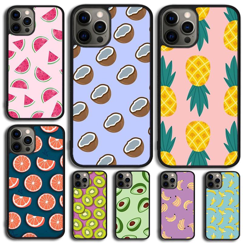 Cute Fruit Patterned Phone Case For iPhone 17 Air 15 16e 14 13 Pro Max Coque 12 11 Pro Max PLUS cover