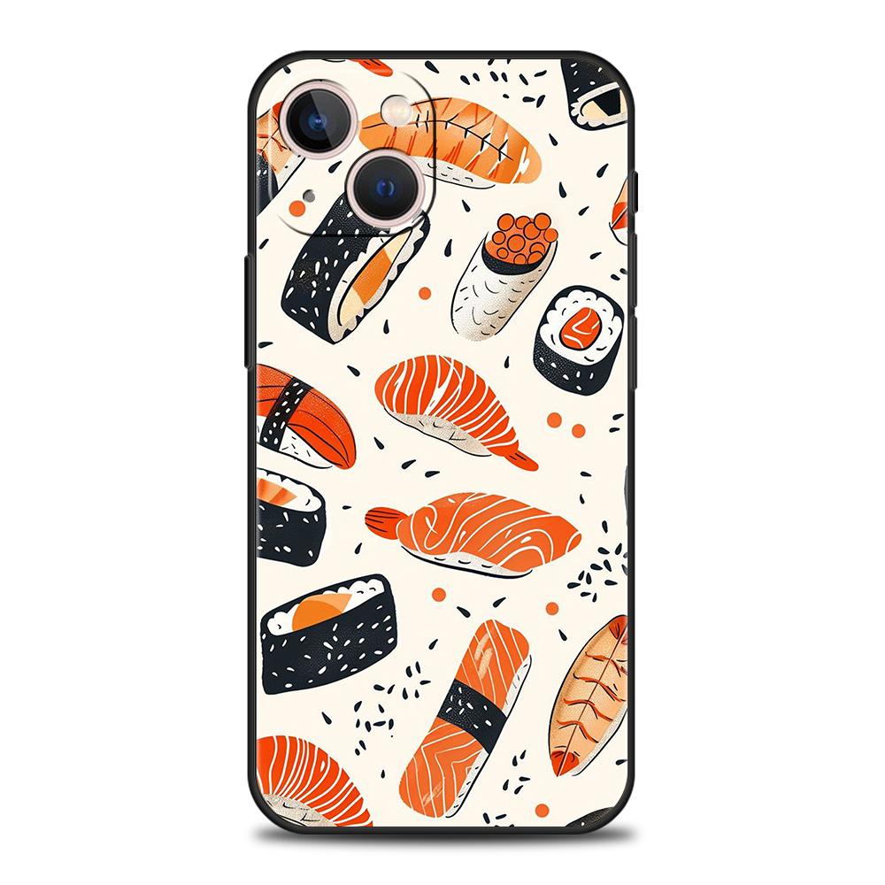 Роскошный мягкий чехол из ТПУ для iPhone 17 Air 16E 16 11 15 14 Pro MAX 12 13 7 8 Plus X XR XS SE 2022 Чехол Милый Мультяшный Суши