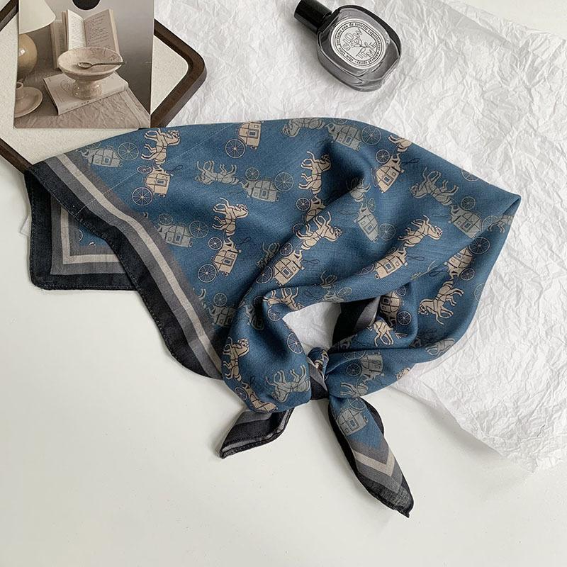 70 Double-sided Silk Scarf, Small Square Scarf, Scarf, White Rose Linen Silk Scarf, New High-end Scarf, Shawl Cover.