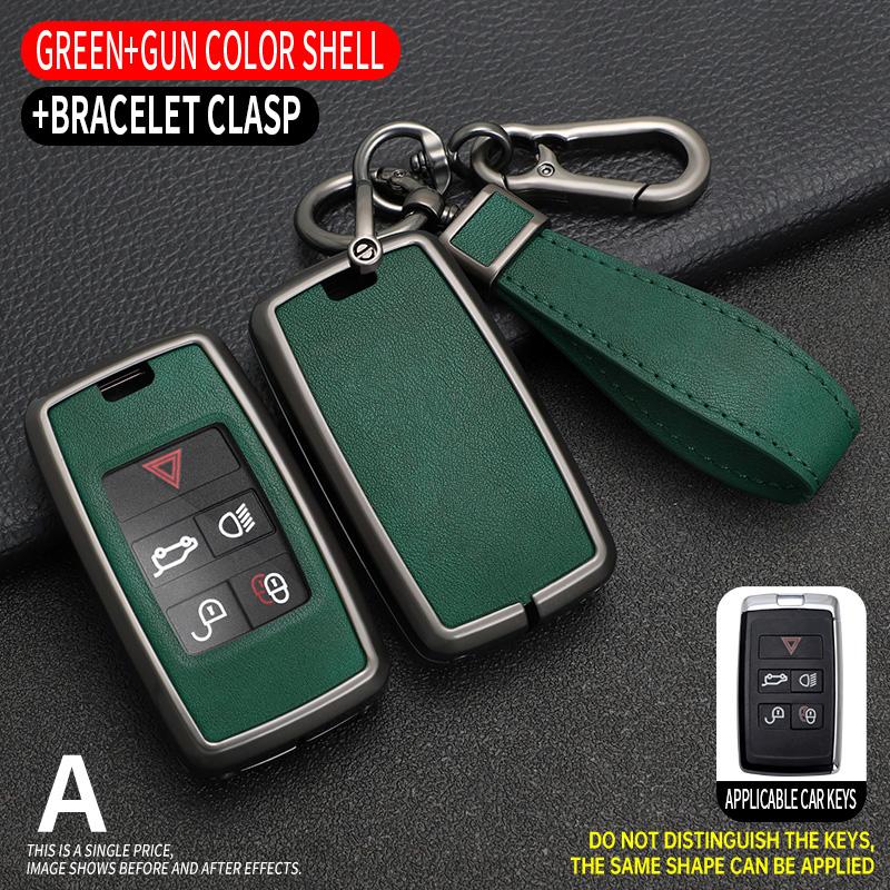 Leather Alloy Car Key Case Cover Protect Shell for Land Rover Range Rover Discovery 5 Sport for JAGUAR XE XF XJ F PACE Keychain