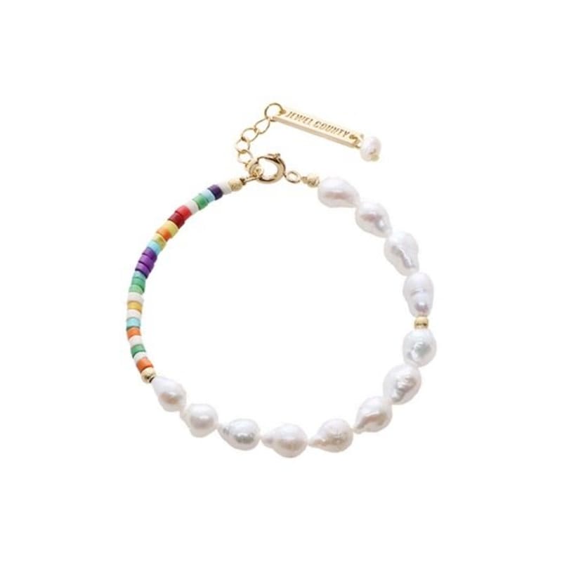 jewelCOUNTY Half Color Dot & Pearl Bracelet