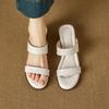 Krazing Pot Mules Cow Skin Thick Heels Peep Toe Street Wear Summer Size 42 Concise Style Elegant Women Sandals