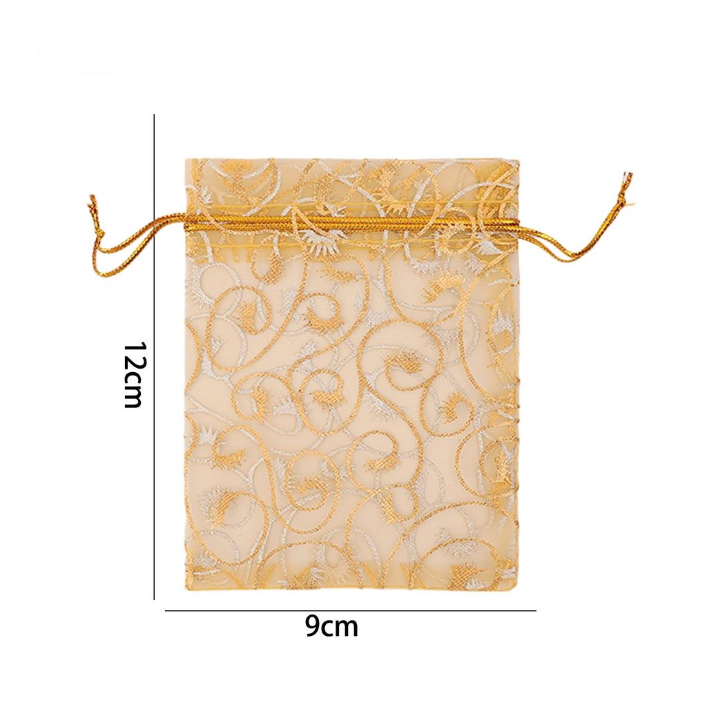 Gold Organza Gift Bags with Drawstring Jewelry Storage Mesh Pouch Candy Packing Bags Wedding Favor Christmas Party Candy Bag