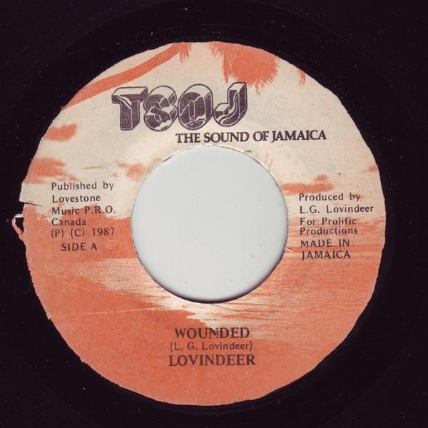 7inch Record LOVINDEER - Wounded None TSOJ 1987 Jamaica Reggae, Ska & Dub