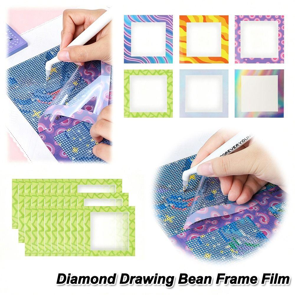 6/12Pcs Assist Aligning Diamond Painting Release Film 10cm Protective Frame Diamond Painting Alignment Tools Reusable 6 Patterns