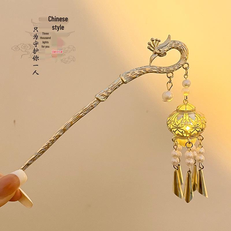 Ancient Style High-End Chinese Sandalwood Tassel Hairpin for Hanfu Costume Updo