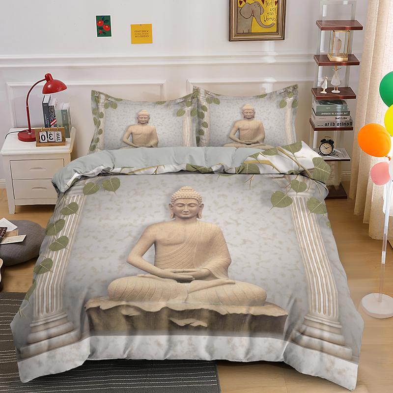 Комплект пододеяльника Будда Кинг/Квин Комплект постельного белья для мальчиков, подростков, взрослых Постельные принадлежности Пододеяльник Наволочка Полиэстер Покрывало для одеяла