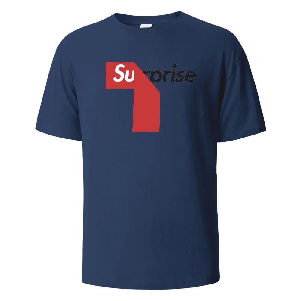 Surprise Print T-Shirt 100% Cotton Summer Tees For UnisexOversize Casual Tops