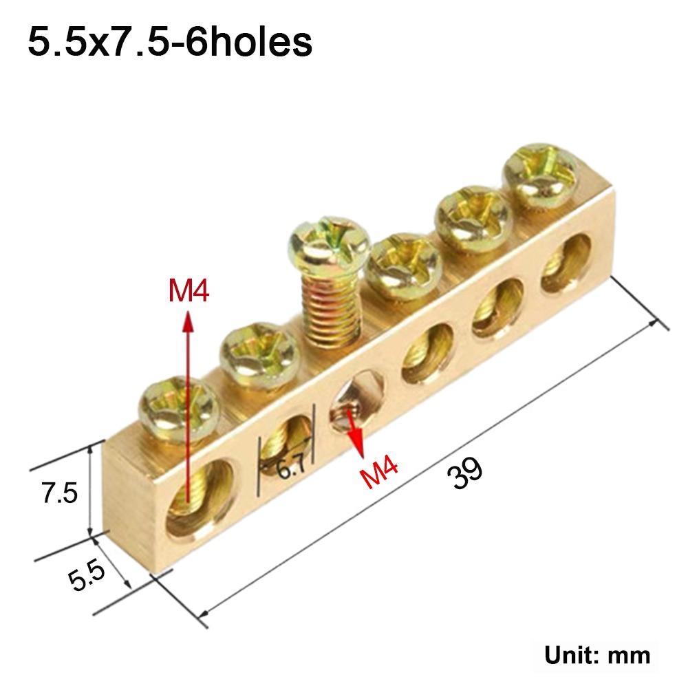 Copper Wire Connector With Hole Screw Terminal Block Brass Connection Row  Electrical