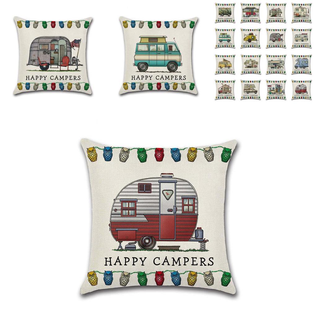 Декоративная наволочка на подушку-плед для дивана Happy Campers, идеально подходящая для домашнего декора